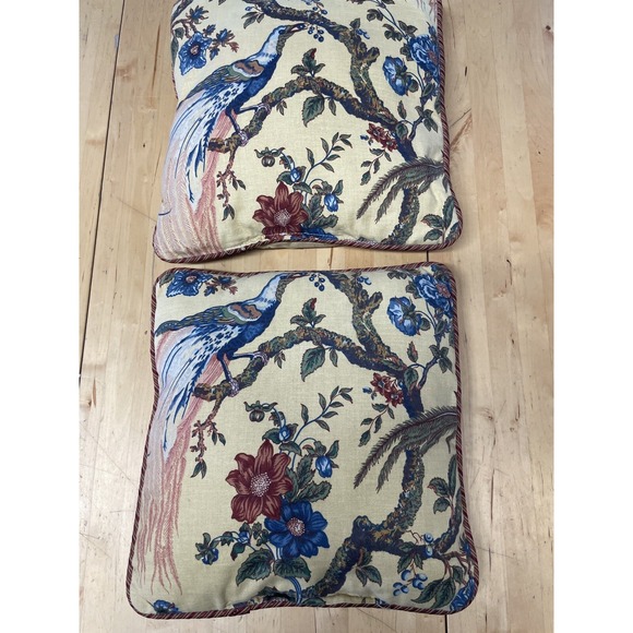 Vintage Waverly Olano Bird Pheasant Throw Pillows Set Of Two 16\